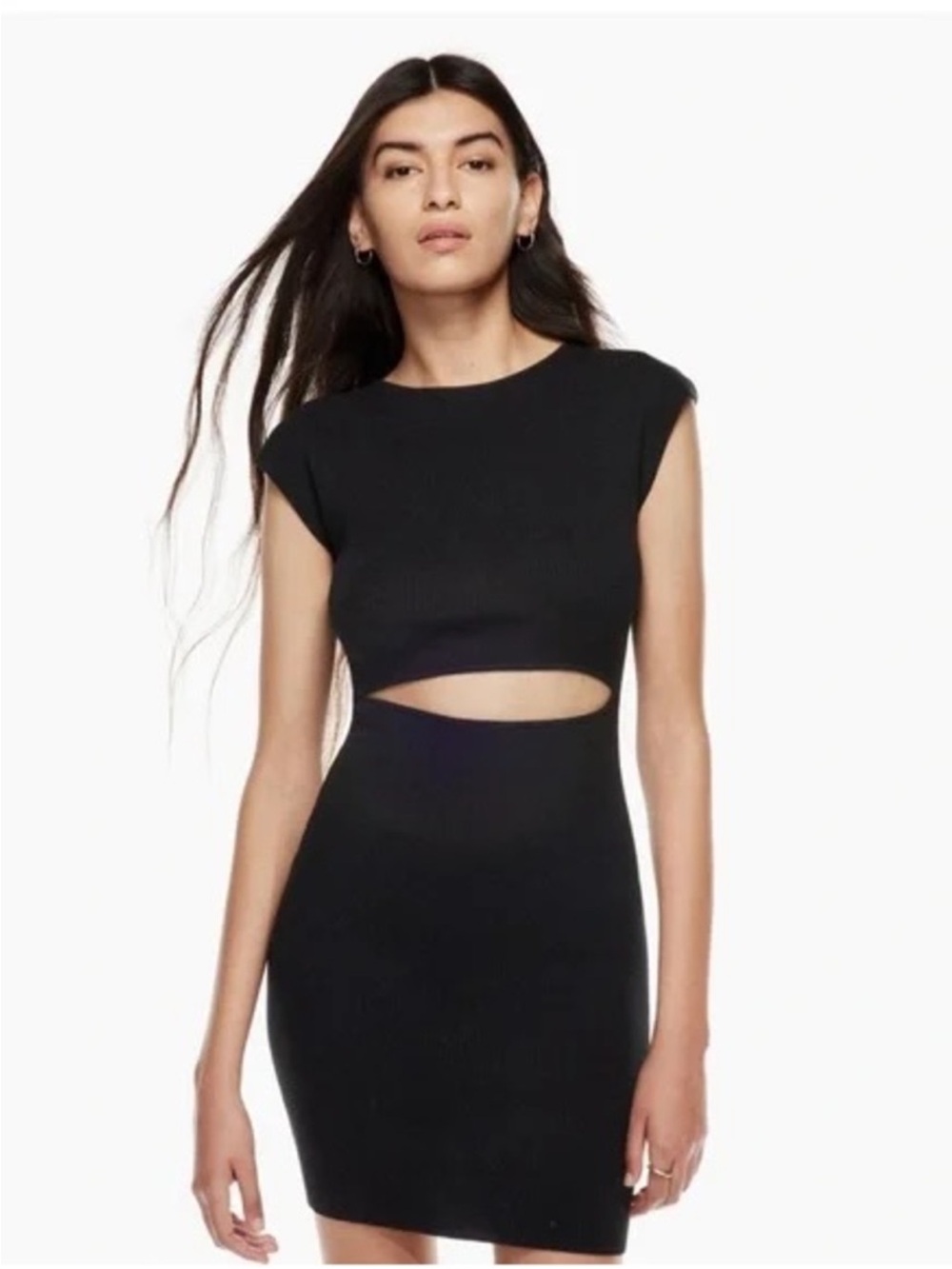 Aritzia Wilfred Free Black Cut-Out Knit Mini Dress - Size Medium